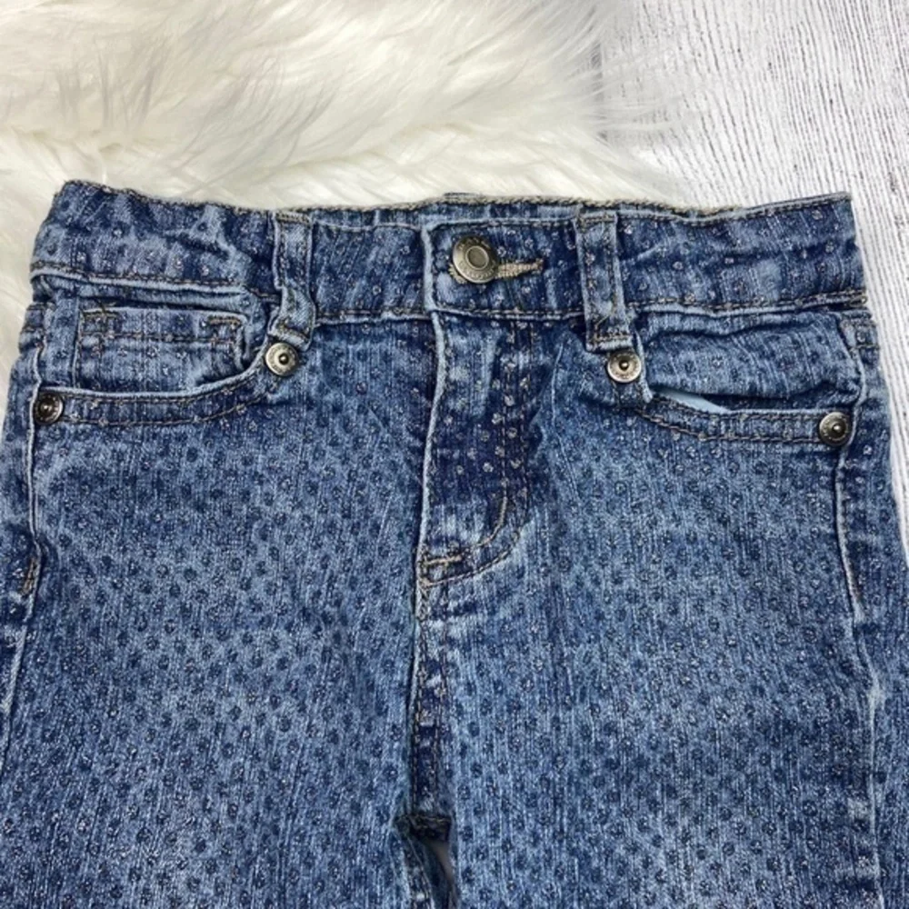 Arizona Jeans Co Skinny Jeans Toddler Girls Size 4T Silver Glitter Polka Dots